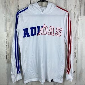 Adidas | Striped Long Sleeve Hooded Shirt Red White Blue